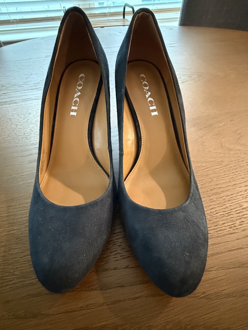 Coach Navy Blue Suede Wedges Size 6.5